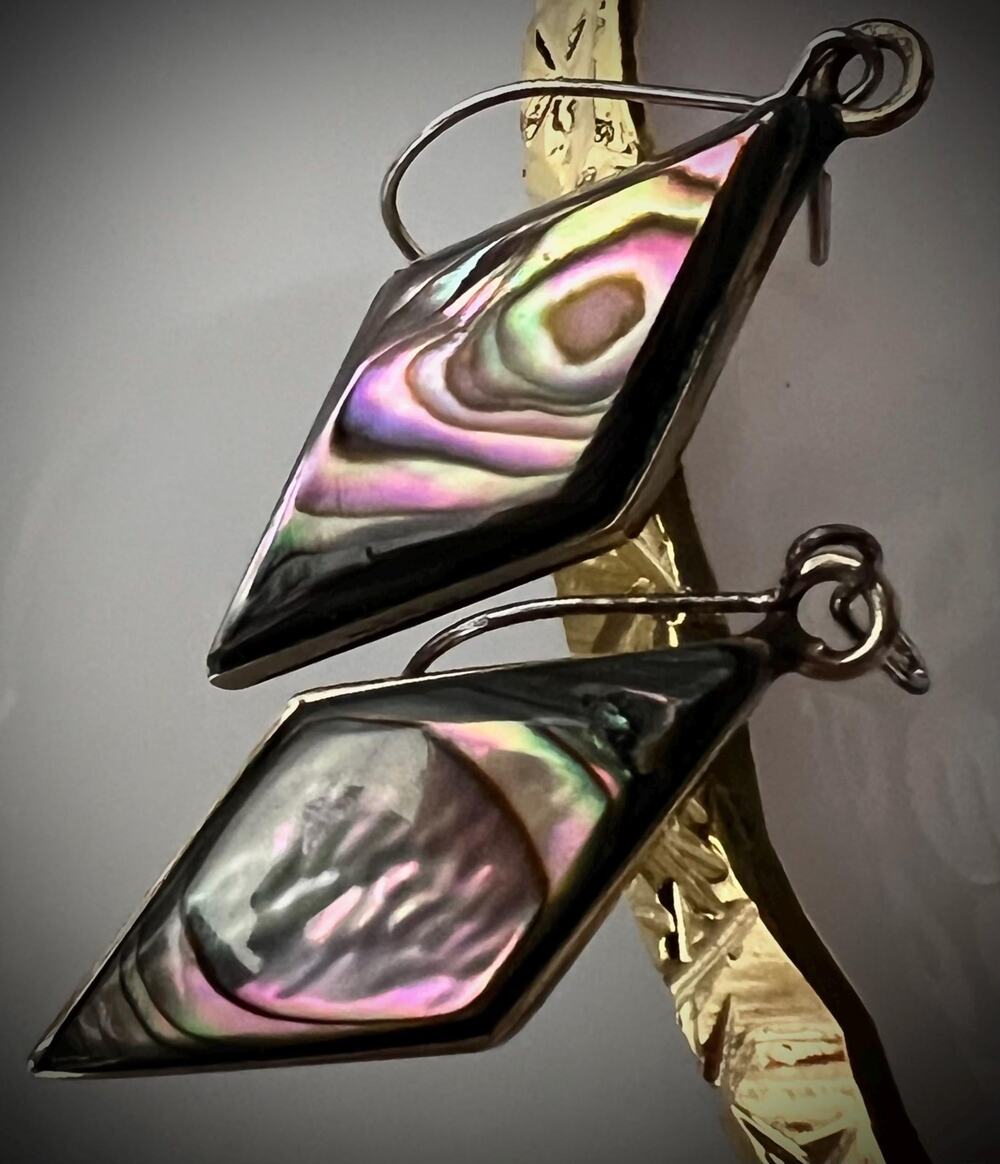 Vintage Abalone Inlay Earrings | Alpaca Mexico Sterling
